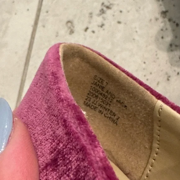 Janie and Jack Toddler Girl’s Velvet Magenta Bow Ballet Slipper Flat Shoes - Picture 3 of 7